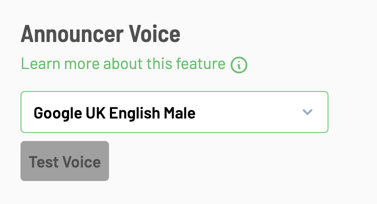 New Addition: Change Voice Announcer in the Audio/Video setup area — FanDraft