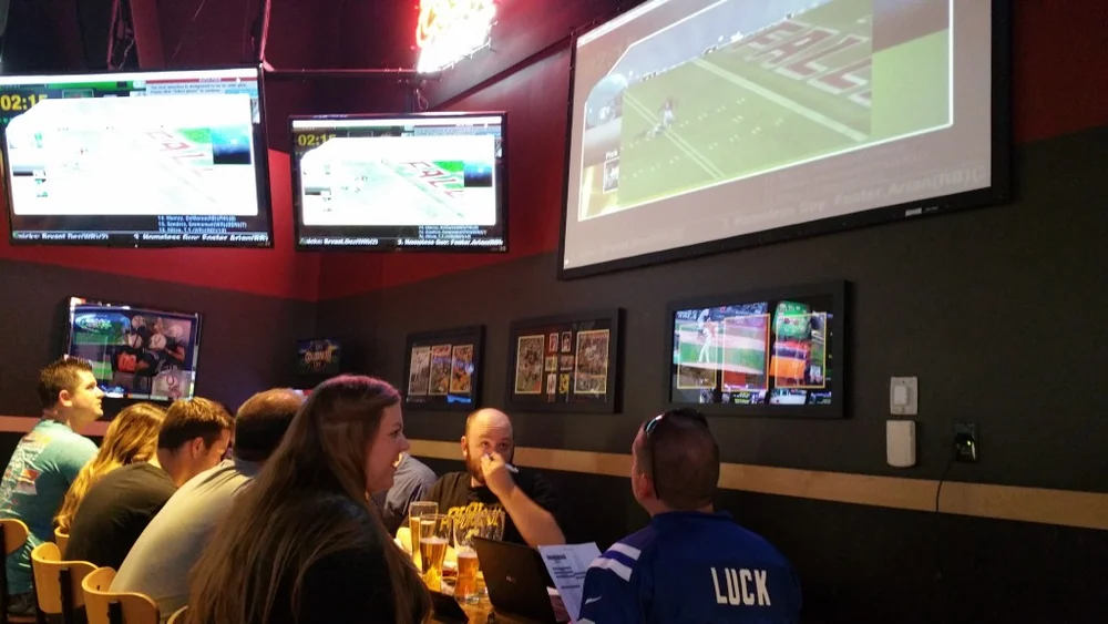 A FanDraft fantasy football draft board shown to a league